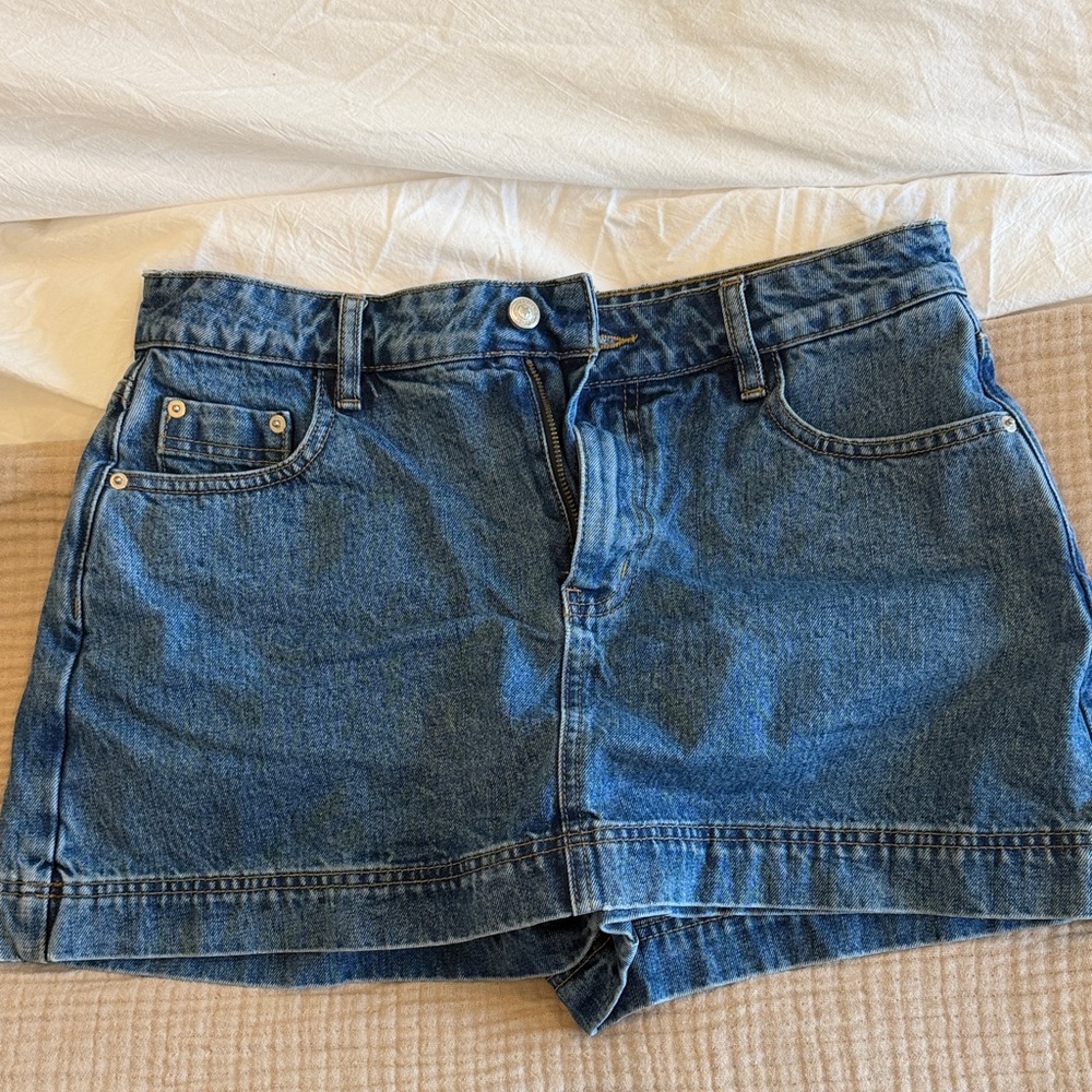 Princess Polly Light Blue Denim Mini Skirt-Style Shorts